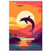 Painting by Numbers Art Animal Dolphin in The Sea in The Evening Sun